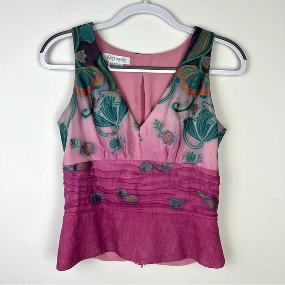 Kay Unger Lotus Floral Tank Top - Picture 1 of 6